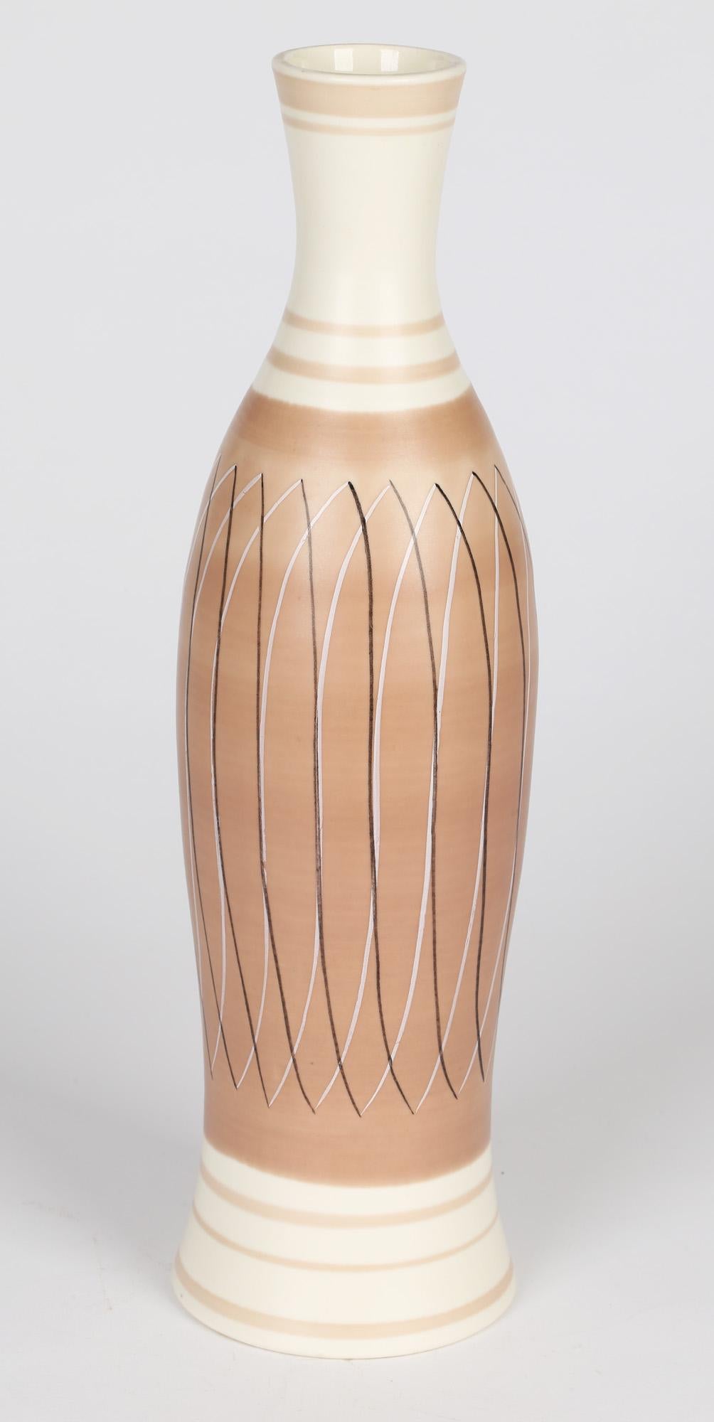 Glazed Alfred Burgess Read Mid-Century Poole Pottery Vase in PRB Pattern For Sale
