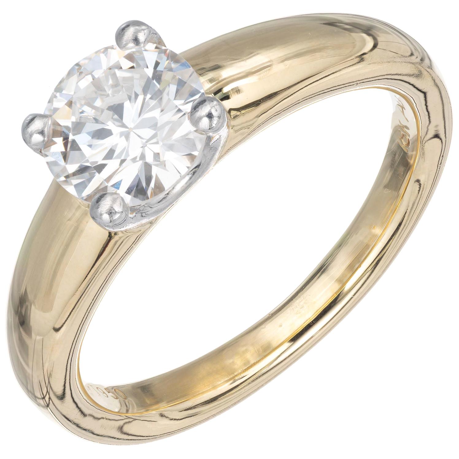 Alfred Butler EGL Certified 1.15 Carat Diamond Gold Solitaire Engagement Ring