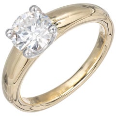 Vintage Alfred Butler EGL Certified 1.15 Carat Diamond Gold Solitaire Engagement Ring