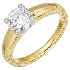 Alfred Butler EGL Certified 1.15 Carat Diamond Gold Solitaire Engagement Ring