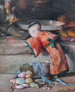 CAILLAUD Stll life Christmas gifts Realist French Painting 19th