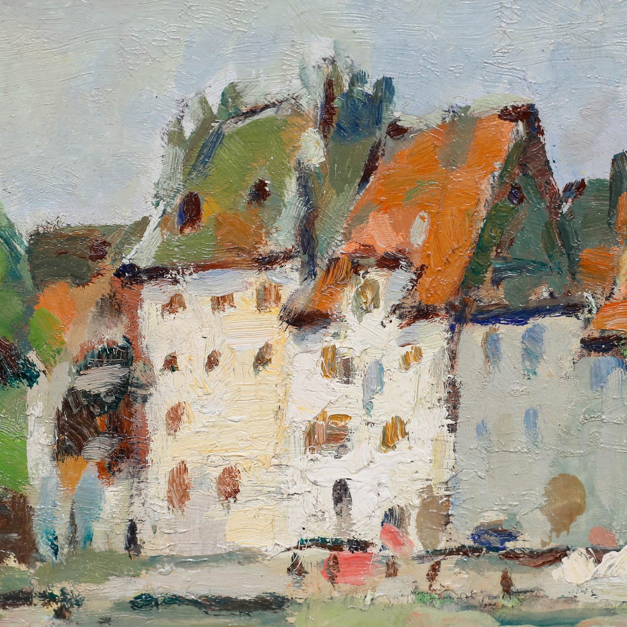 Alfred Chagniot (1905-1991) - 20. Jahrhundert Öl, Townes am Kanal im Angebot 3