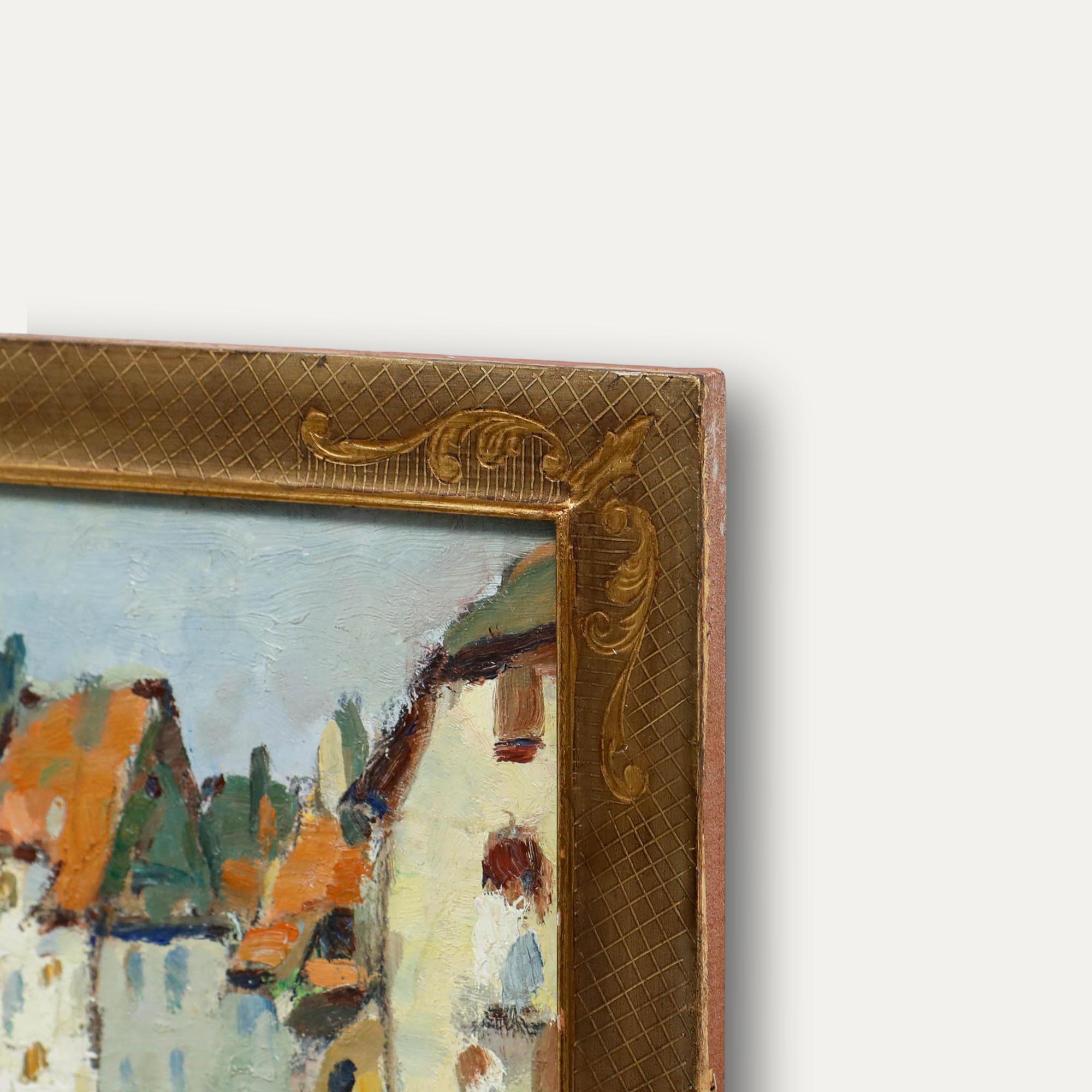Alfred Chagniot (1905-1991) - 20. Jahrhundert Öl, Townes am Kanal im Angebot 4