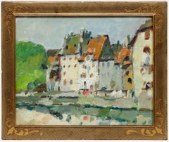Alfred Chagniot (1905-1991) - 20. Jahrhundert Öl, Townes am Kanal