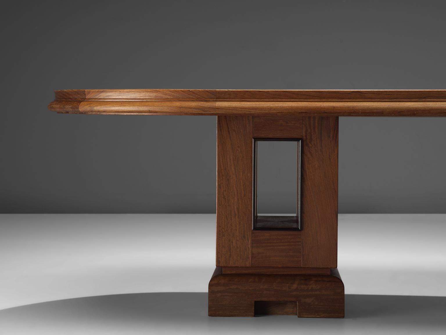 Alfred Chambom Large Oak Dining Table with Inlayed Table Top 1