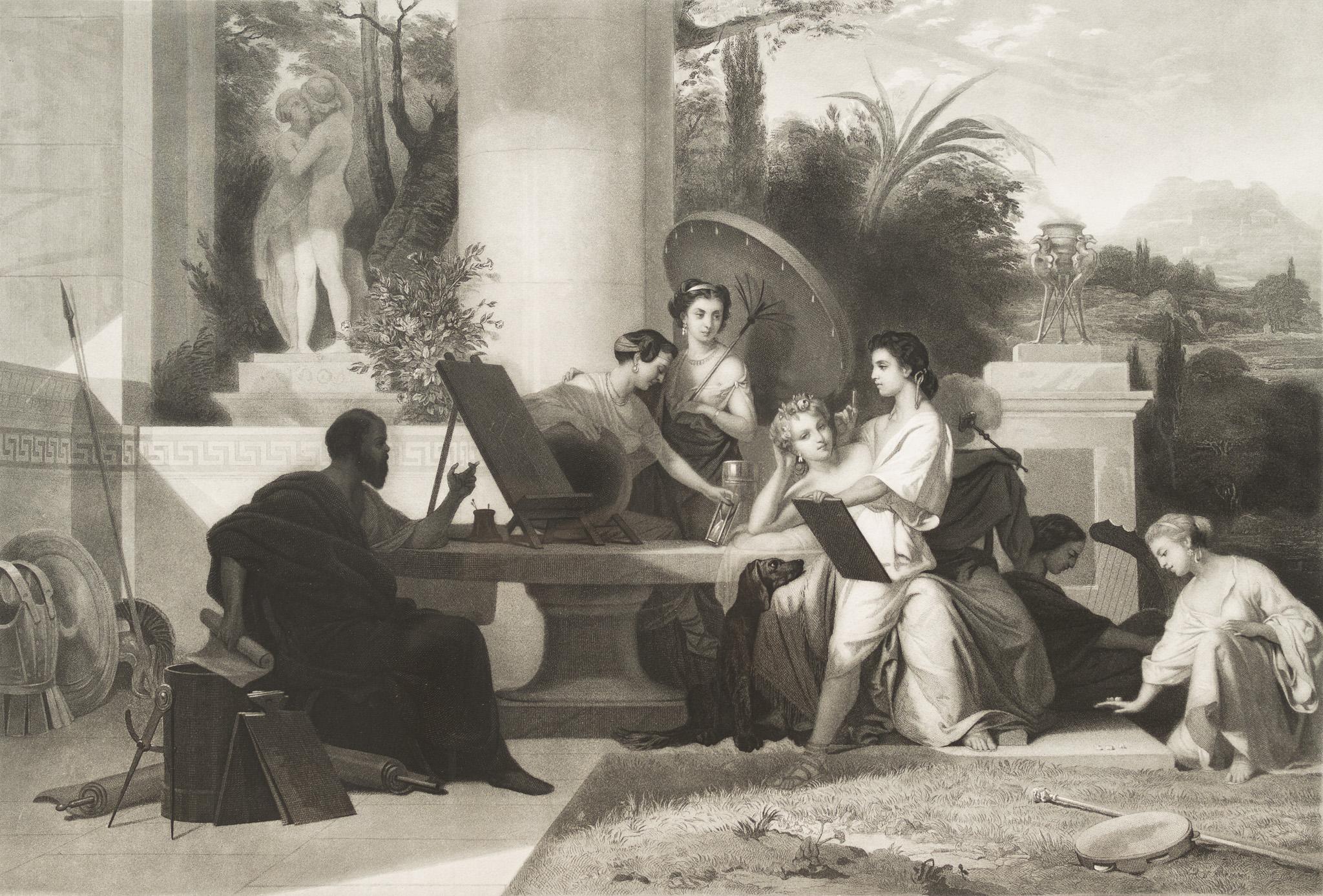 "Socrates Instructing Alcibiades" Depiction of Ancient Greek Scene - Print by Alfred Chardon