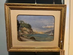 Paesaggio vittoriano Marin dipinto a olio di  Barca a vela a Rocky Cove