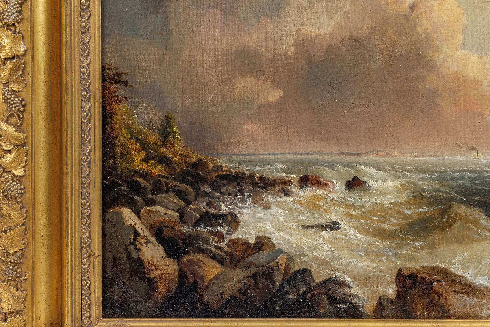 Alfred Copestick, Coastal Scene: New York, Oil on Canvas, 1857 For Sale 3