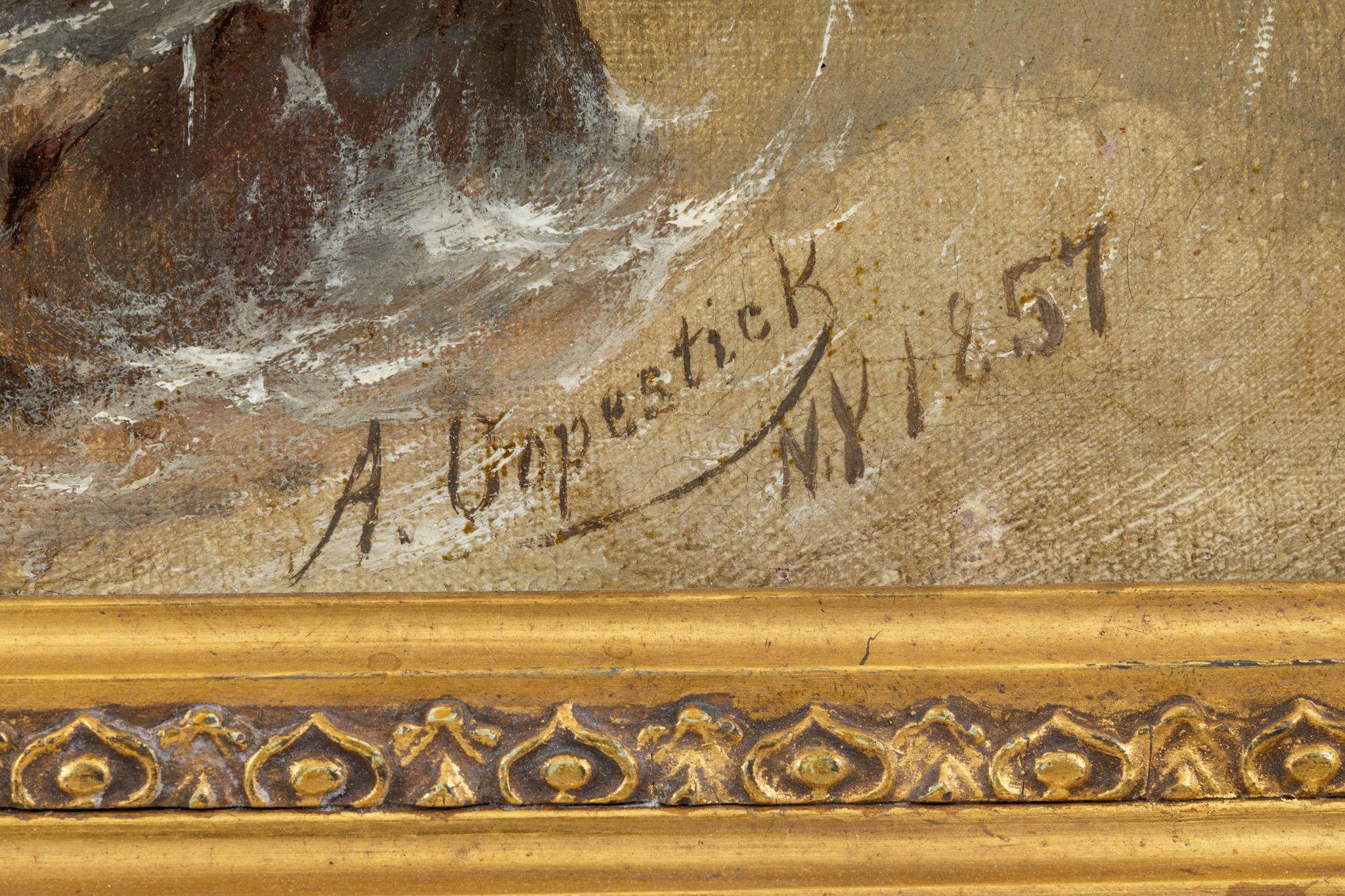 Alfred Copestick, Coastal Scene: New York, Oil on Canvas, 1857 For Sale 7