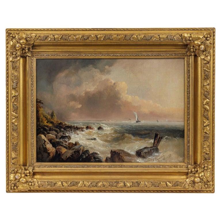 Alfred Copestick, Scène côtière : New York, huile sur toile, 1857