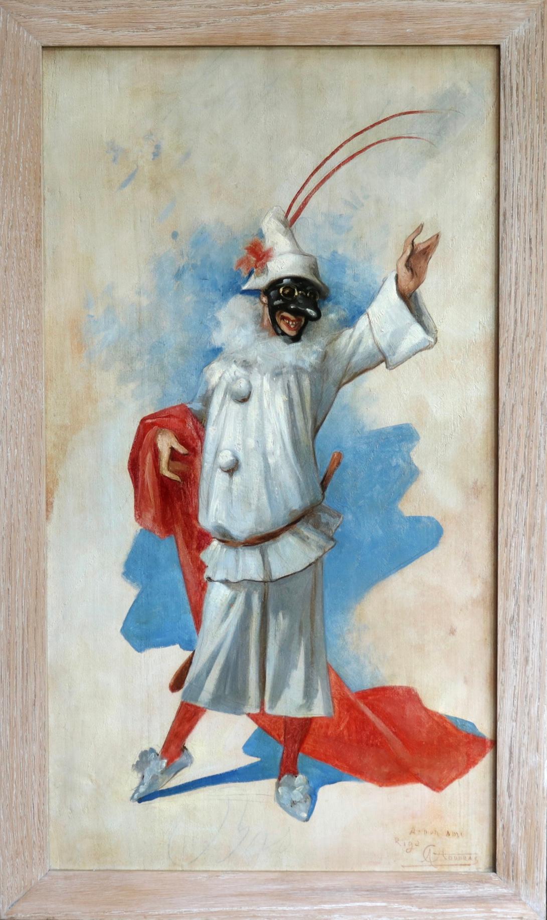 Pierrot - Design for Theatre de la Gaite - Paris - 19th Century Oil - A Choubrac - Painting by Alfred Choubrac