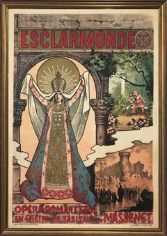 Antique Alfred Choubrac (1853-1902) 'Esclarmonde' Opera Poster 1889