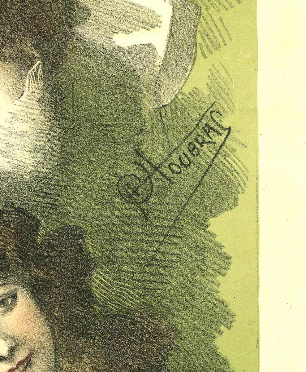 Cartel de teatro de época original de 1890 Ambassadeurs Les Cinq Demi-Vierges - Print de Alfred Choubrac