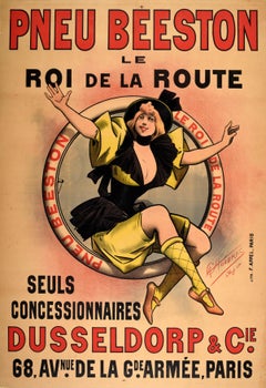 Original Antique Poster Pneu Beeston Tyres King Of The Road Tire Advertising Art