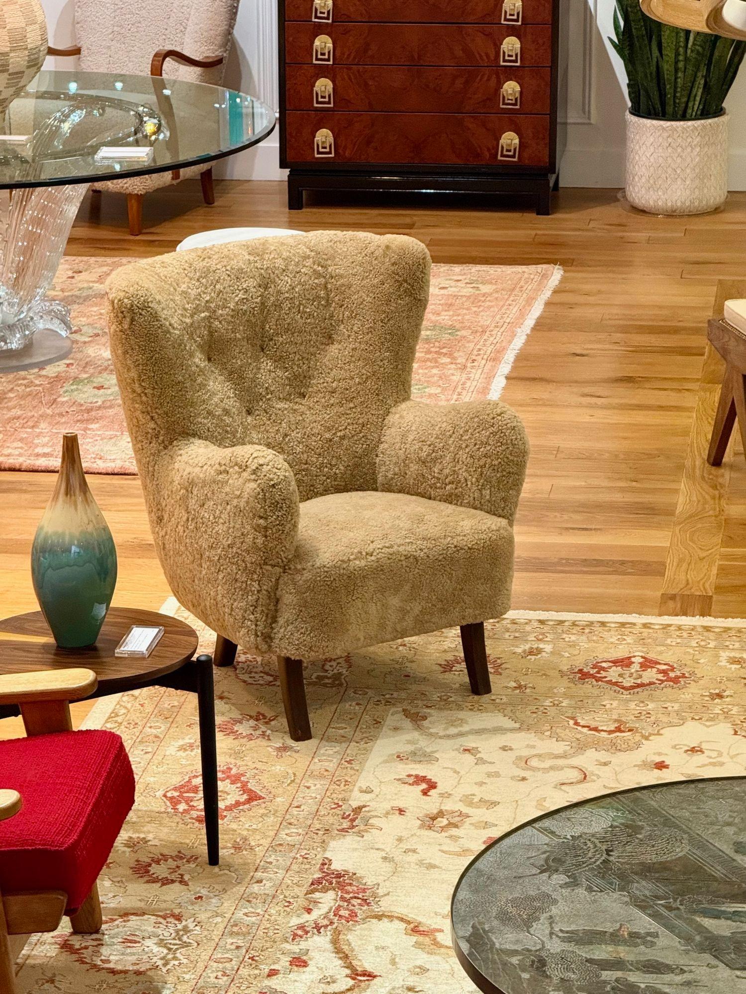 Alfred Christensen attr, Mid-Century, Sheepskin, Beech, Lounge Chair, 1940s 5