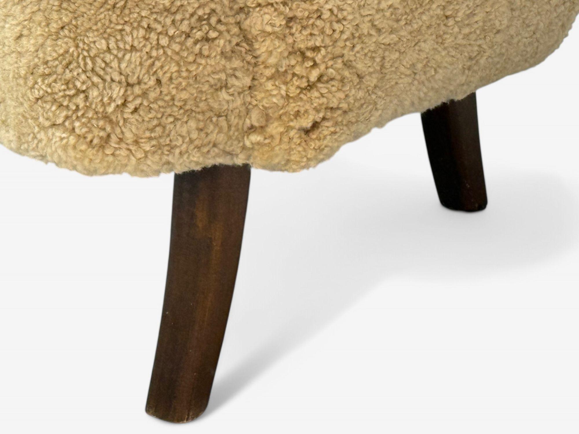 Alfred Christensen attr, Mid-Century, Sheepskin, Beech, Lounge Chair, 1940s 3