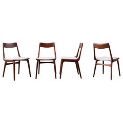 Alfred Christensen Boomerang pour Slagelse ensemble de 4 chaises de salle à manger danoises en teck