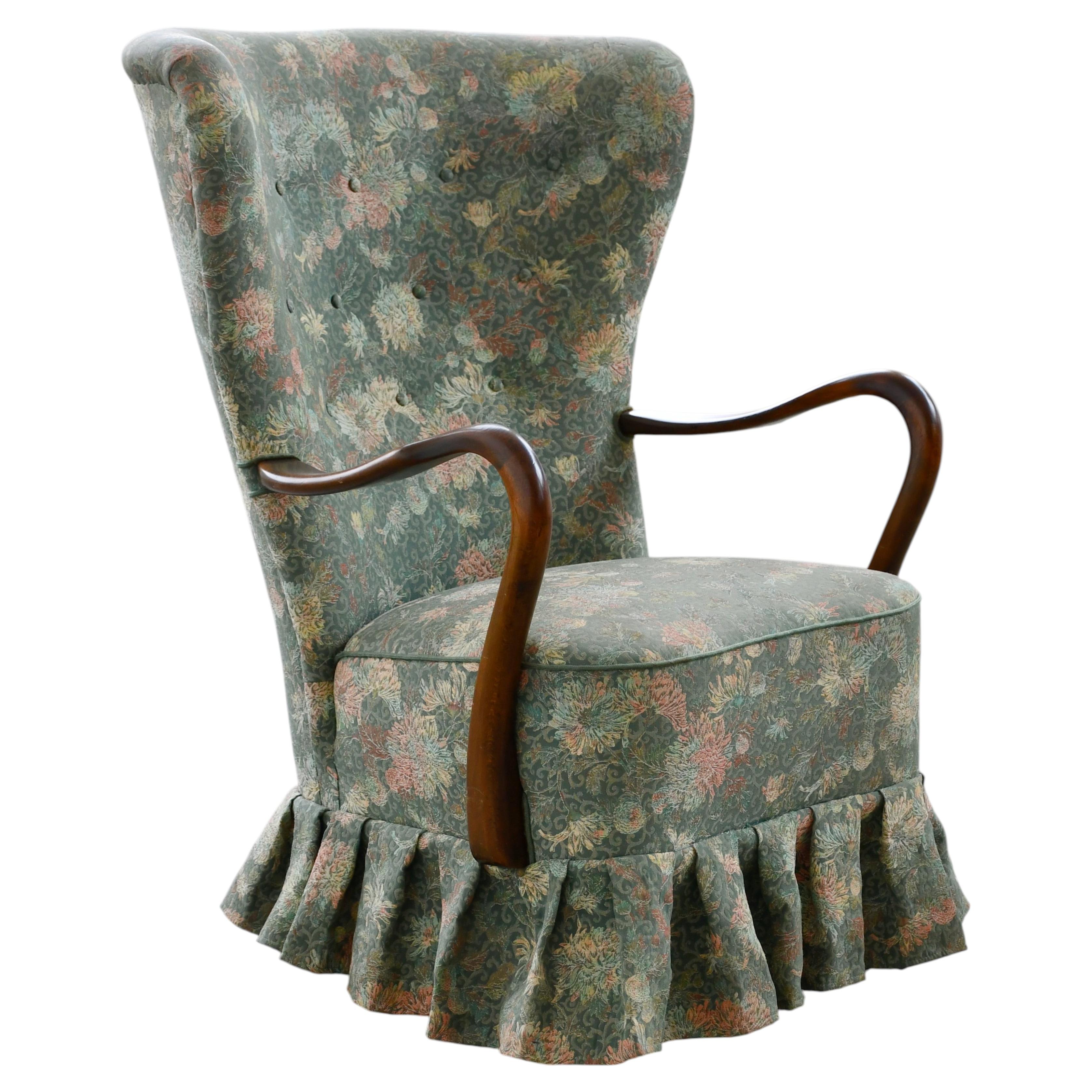 Alfred Christensen Danish 1940s Easy Chair with Open Armrests in Beech For Sale