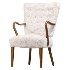 Poltrona danese Alfred Christensen in pelle di pecora chiara, anni '40