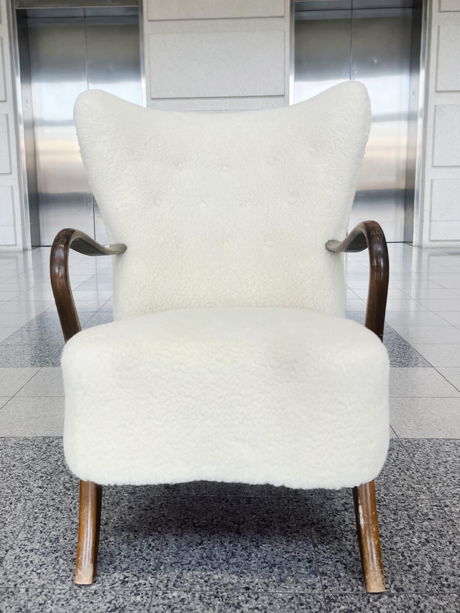 Wool Alfred Christensen Danish Modern Lounge Chair For Sale