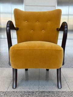 Alfred Christensen Danish Modern Wingback Armchair in Dedar Mohair