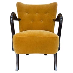 Alfred Christensen Danish Modern Wingback Armchair in Dedar Mohair