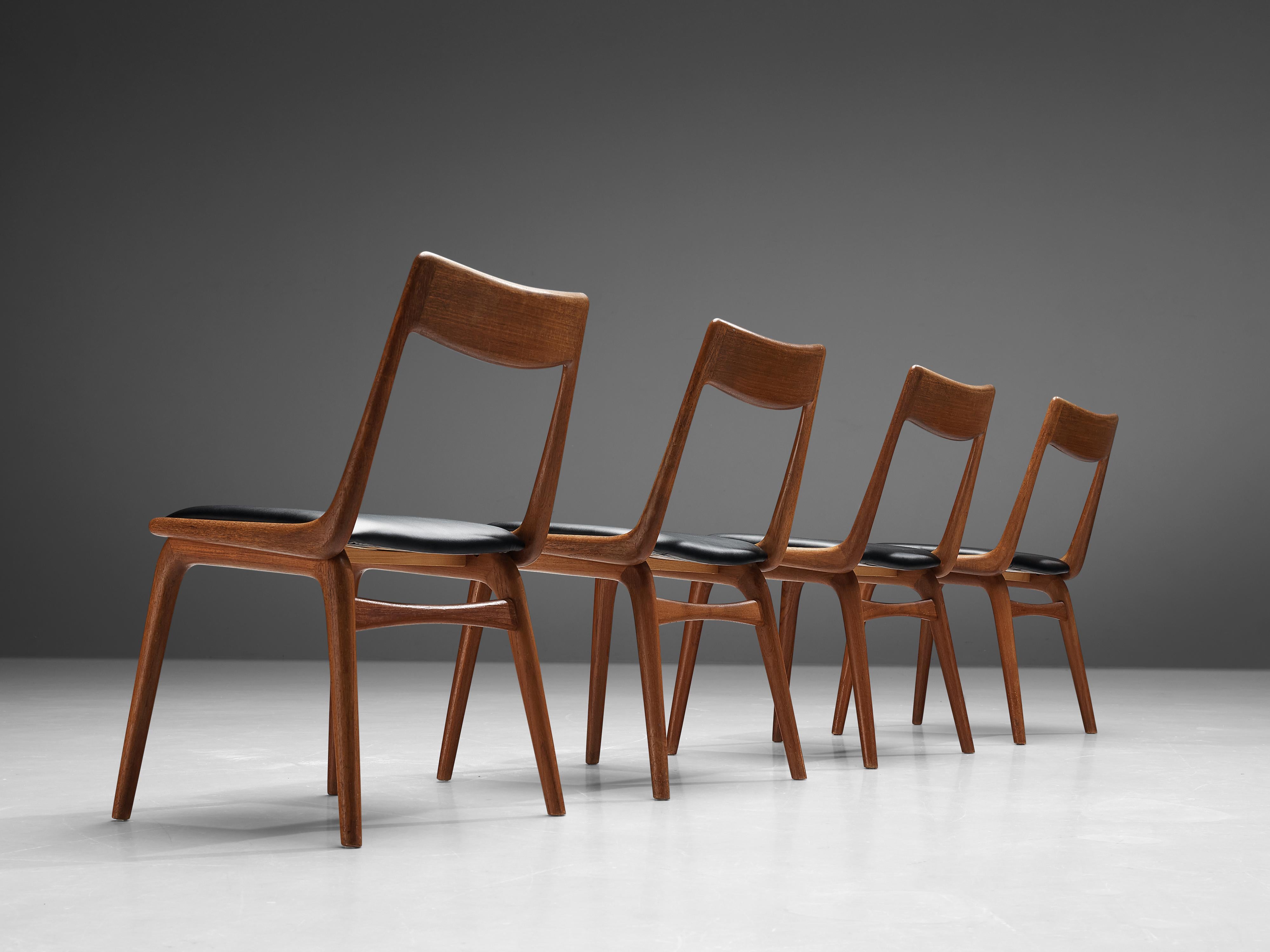 Alfred Christensen for Slagelse Møbelvaerk Set of Four 'Boomerang' Dining Chairs In Good Condition In Waalwijk, NL