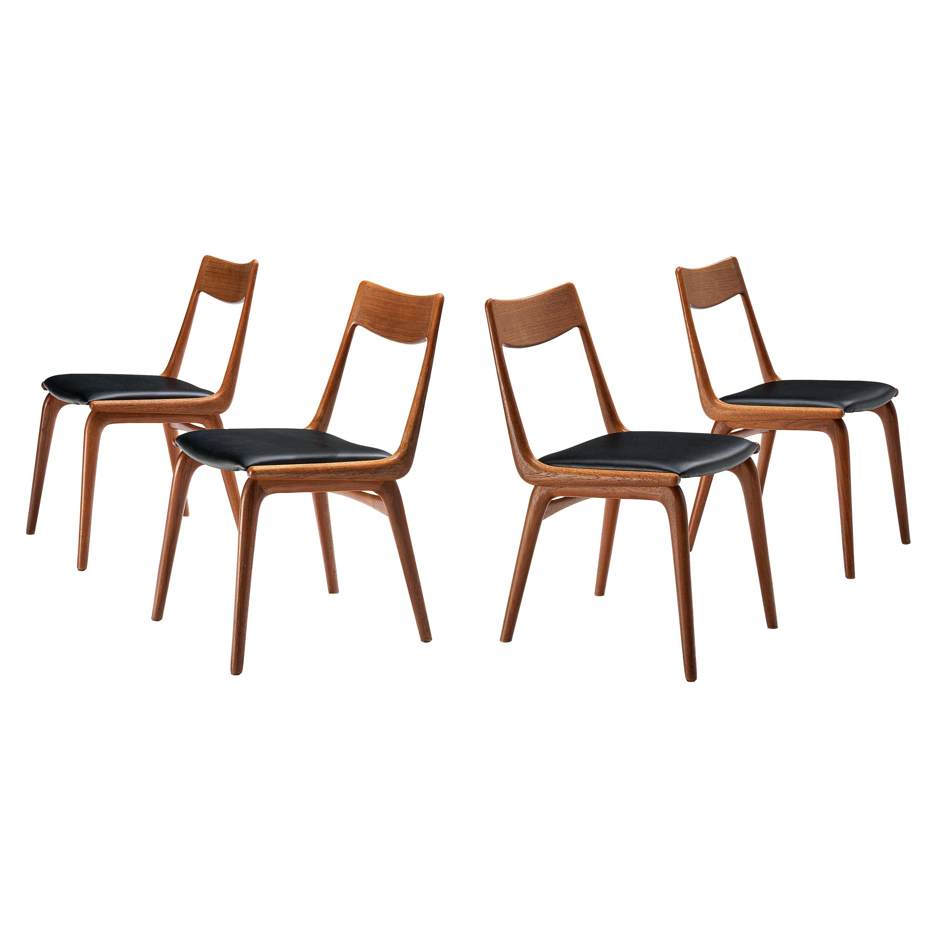 Alfred Christensen for Slagelse Møbelvaerk Set of Four 'Boomerang' Dining Chairs