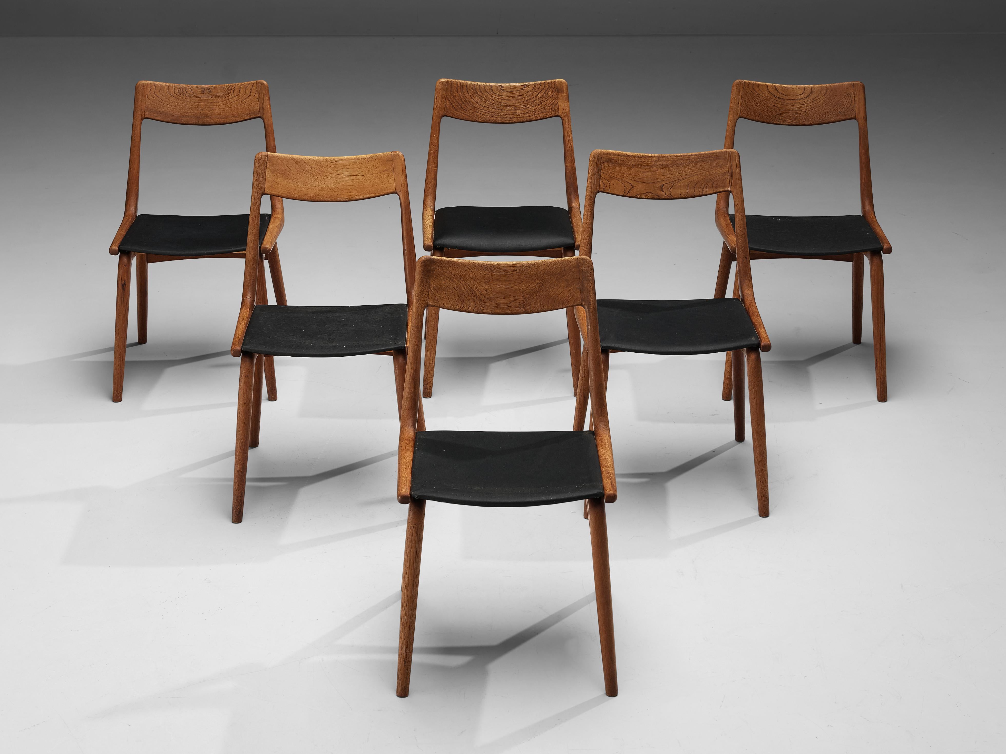 Alfred Christensen for Slagelse Møbelvaerk Set of Six 'Boomerang' Dining Chairs 1