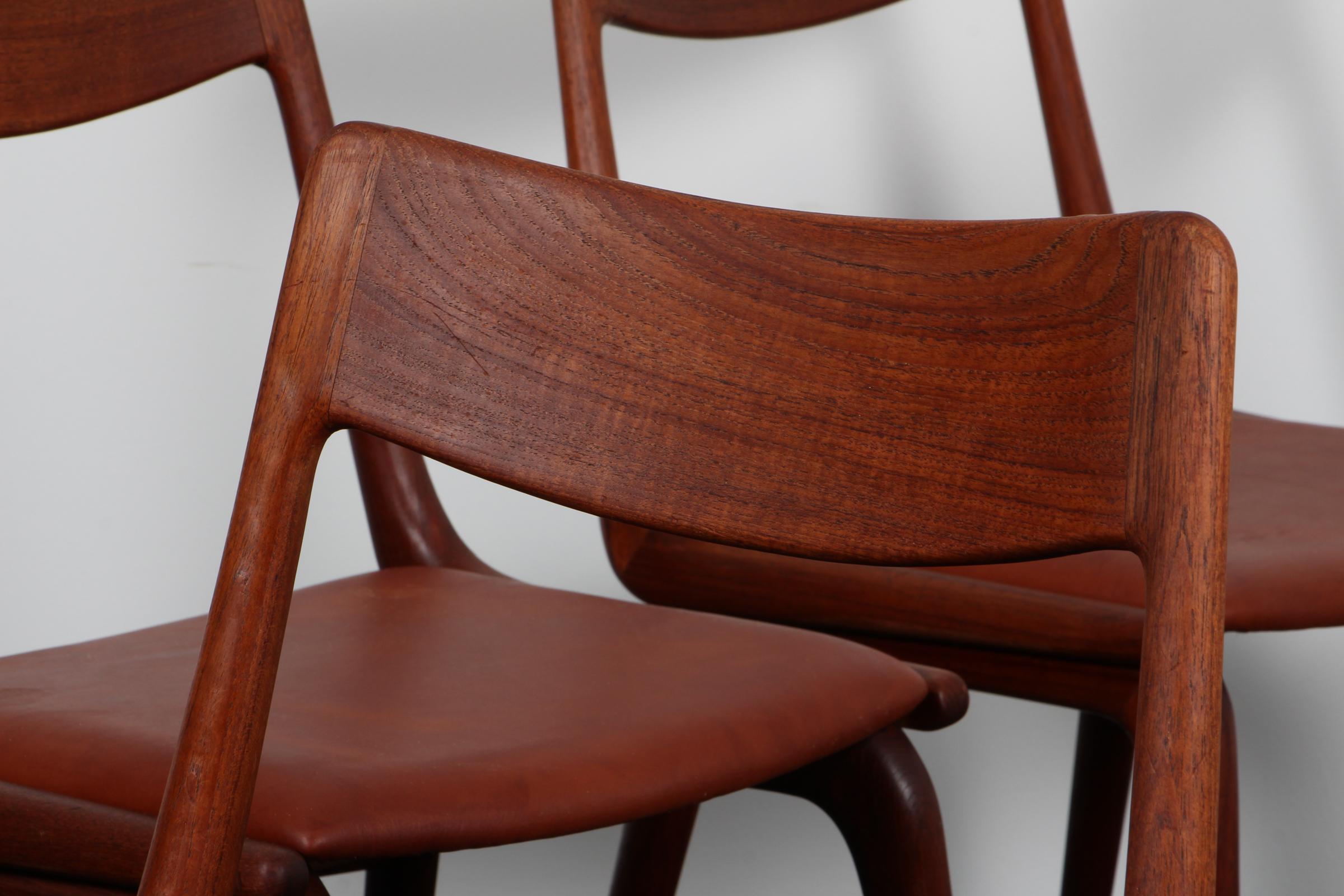 Alfred Christensen, four dining chairs, teak, model Boomerang Bon état - En vente à Esbjerg, DK