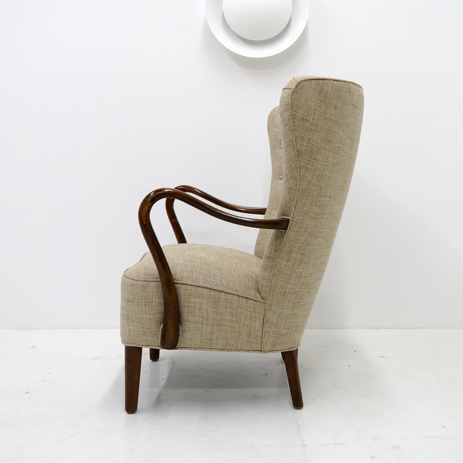 Stained Alfred Christensen Highback Lounge Chair, 1950 For Sale