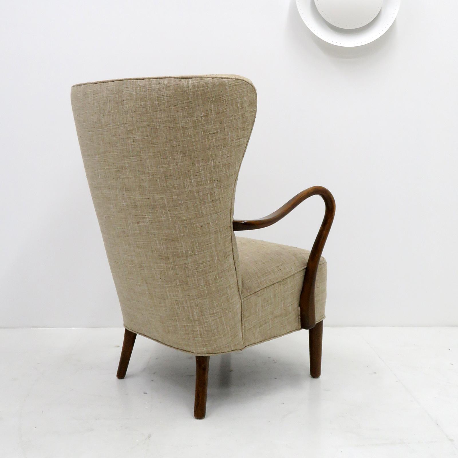 Upholstery Alfred Christensen Highback Lounge Chair, 1950 For Sale