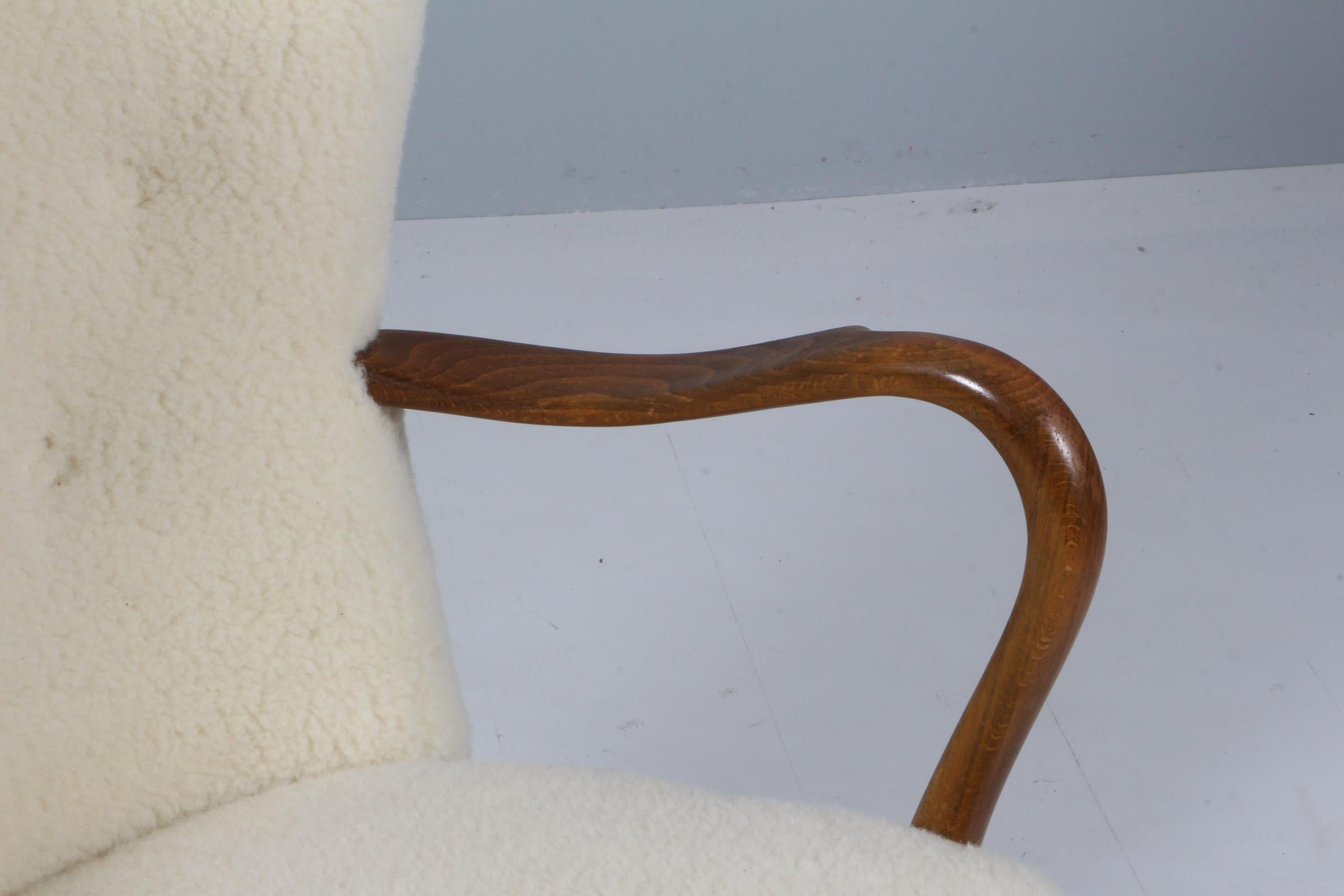Scandinavian Modern Alfred Christensen, Lounge chair in Lamb Wool, 1940s For Sale