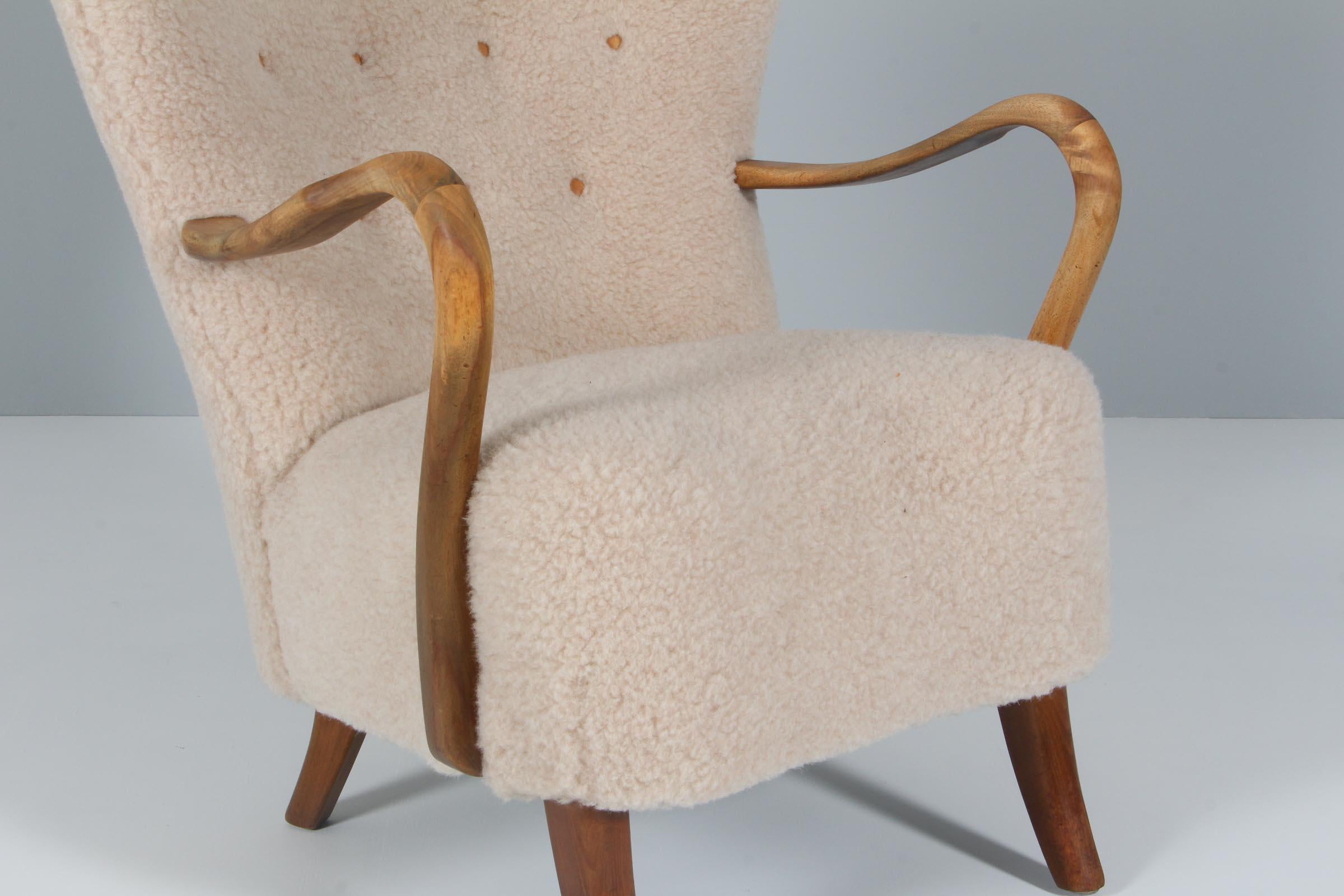 Danish Alfred Christensen, Lounge chair in Lamb Wool, 1940s