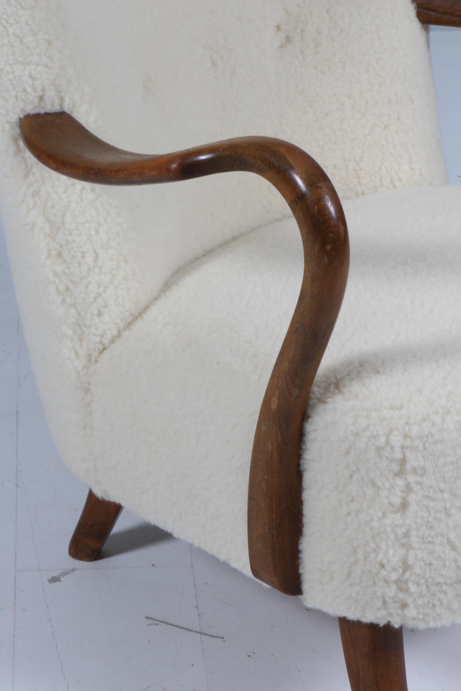 Danish Alfred Christensen, Lounge chair in Lamb Wool, 1940s For Sale