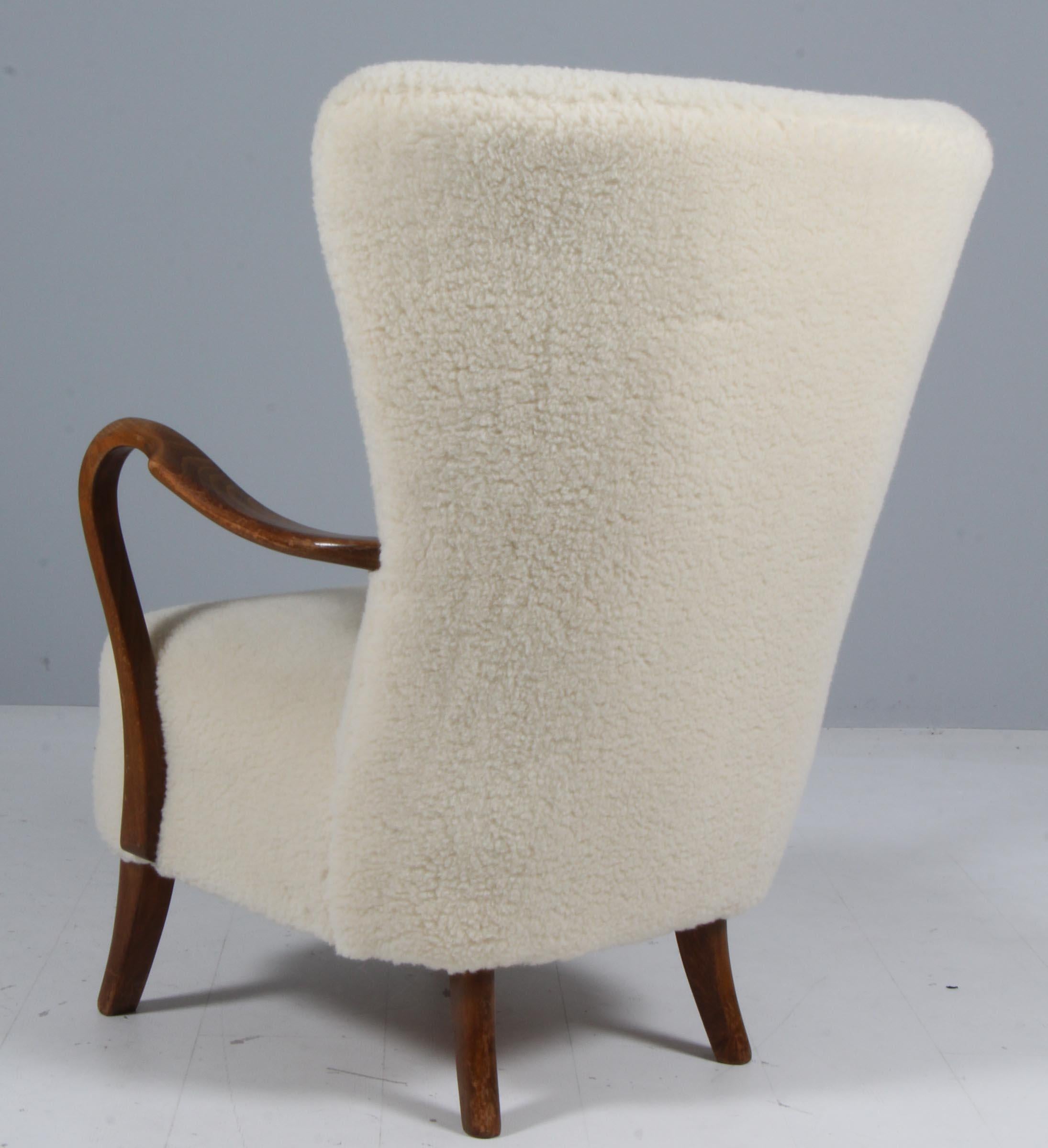 Mid-20th Century Alfred Christensen, Lounge chair in Lamb Wool, 1940s For Sale