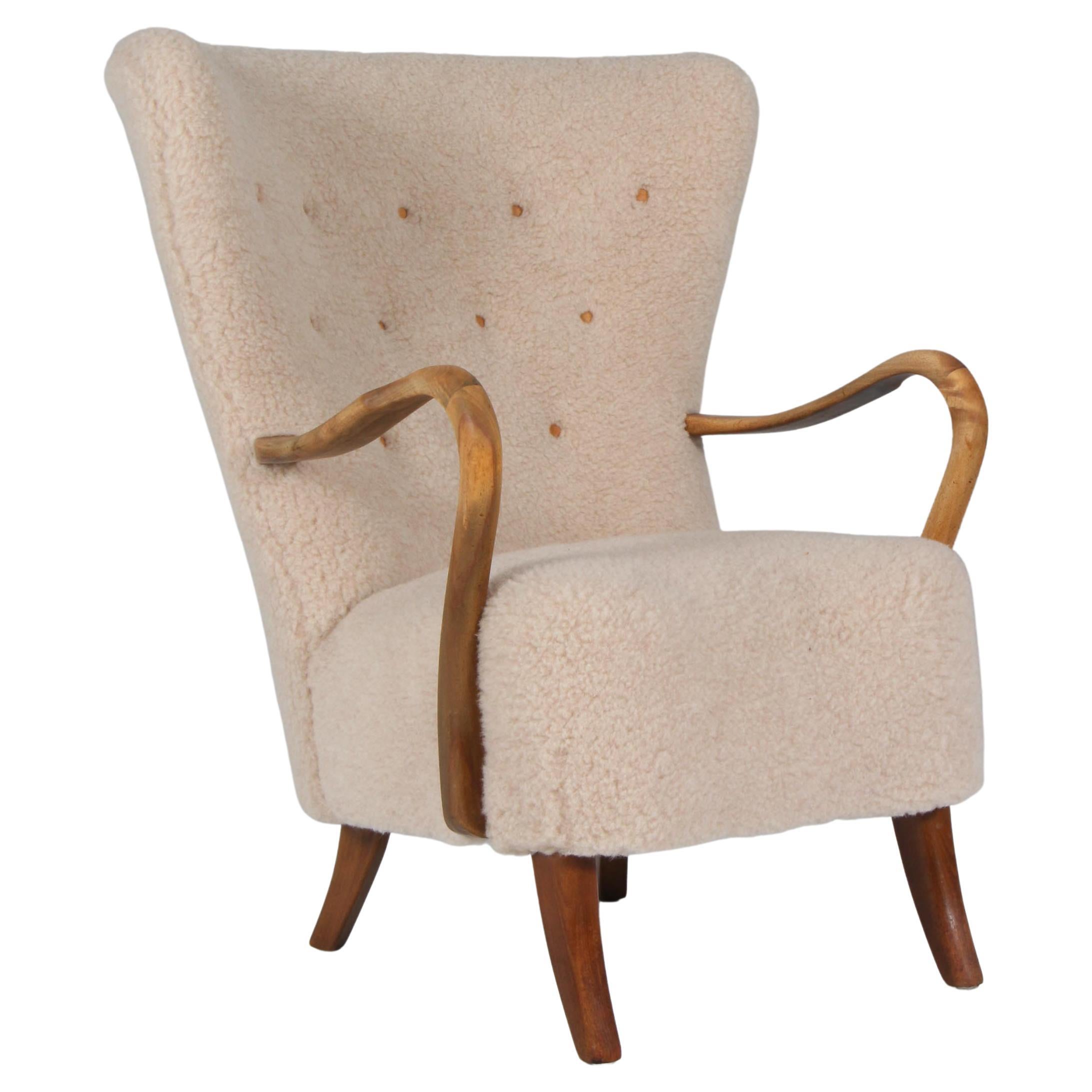 Alfred Christensen, Lounge chair in Lamb Wool, 1940s