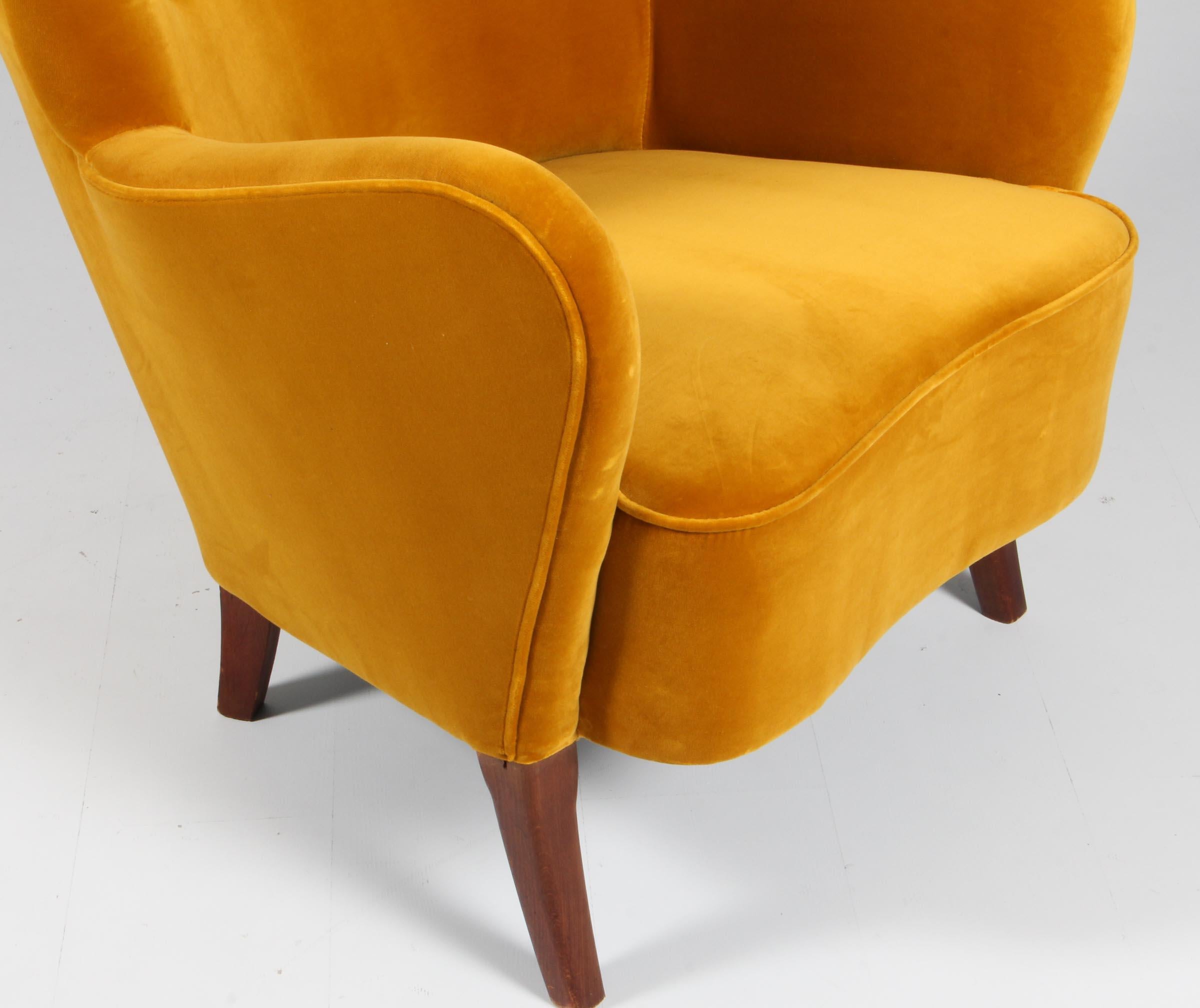 Alfred Christensen, Lounge Chair in Velvet, 1940s 1