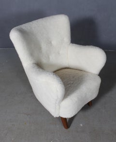 Alfred Christensen, Lounge Chair Lamb Wool, 1940s