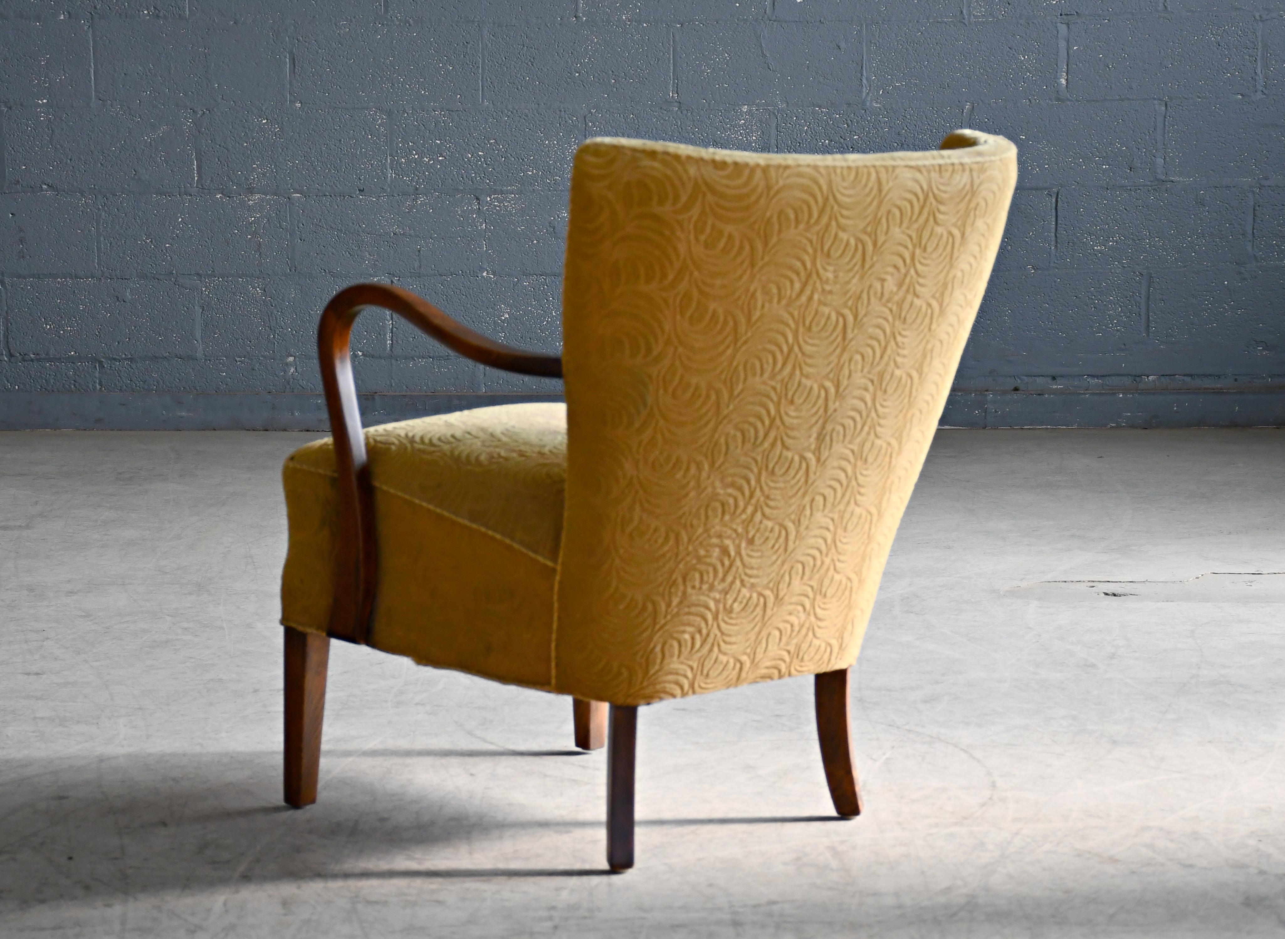 Alfred Christensen Low Back Easy Chair with Open Armrests, Denmark 1940's (v) For Sale 2