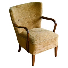Alfred Christensen Low Back Easy Chair with Open Armrests, Denmark 1940's (v)