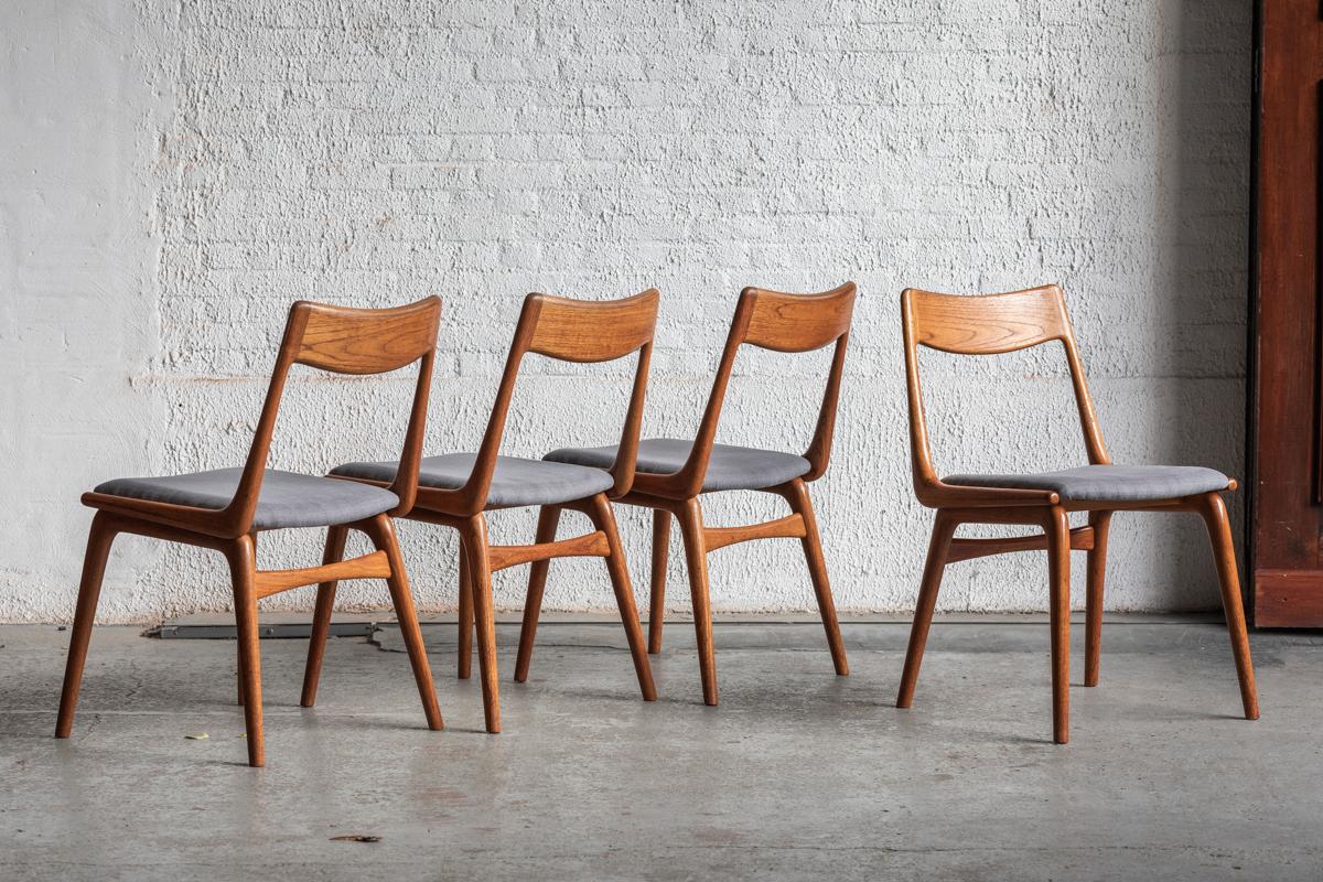 Alfred Christensen Set of 4 Dining Chairs model 'Boomerang', Denmark 1960 For Sale 10