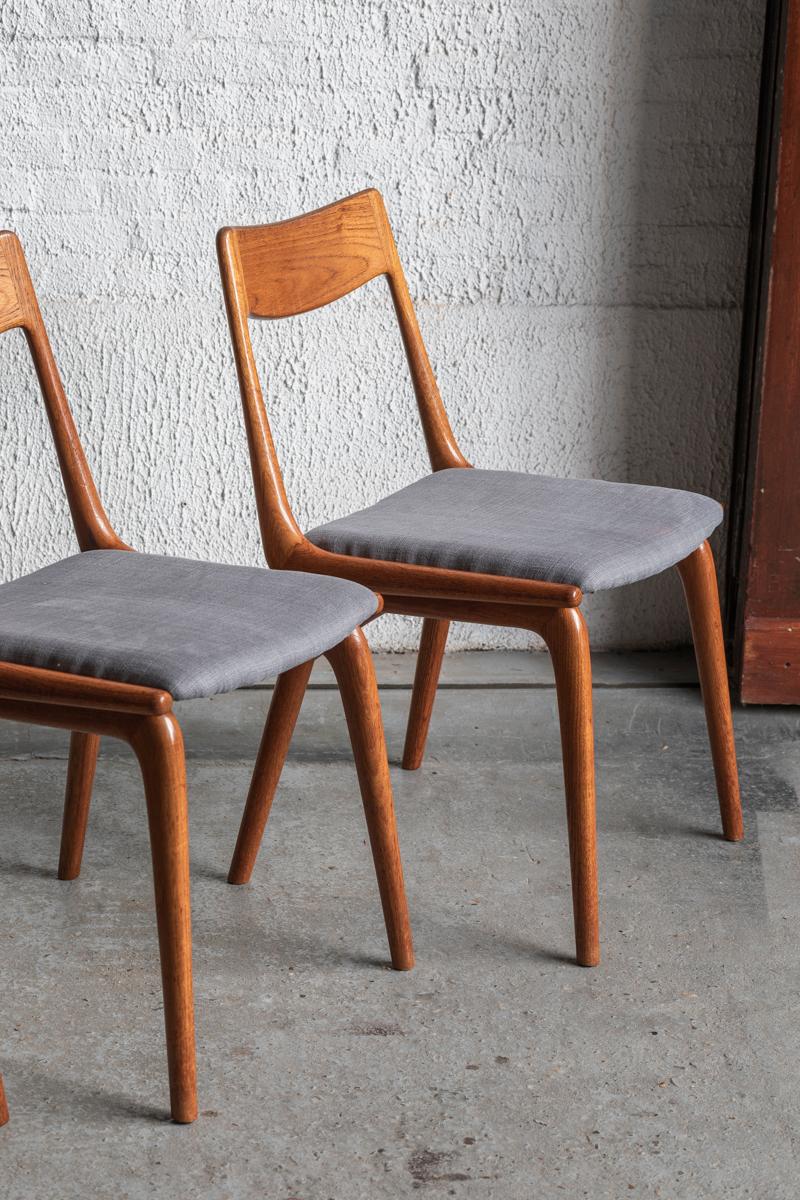 Danish Alfred Christensen Set of 4 Dining Chairs model 'Boomerang', Denmark 1960 For Sale