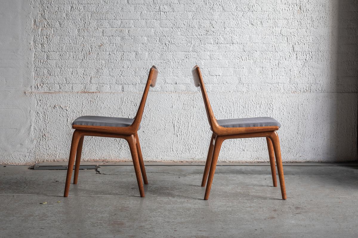 Fabric Alfred Christensen Set of 4 Dining Chairs model 'Boomerang', Denmark 1960 For Sale