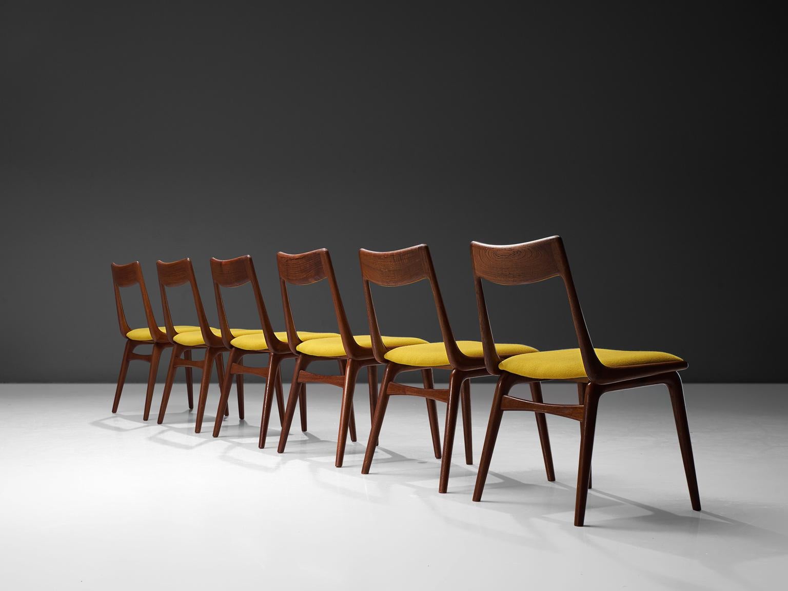 Scandinavian Modern Alfred Christensen Set of 'Boomerang' Chairs in Teak