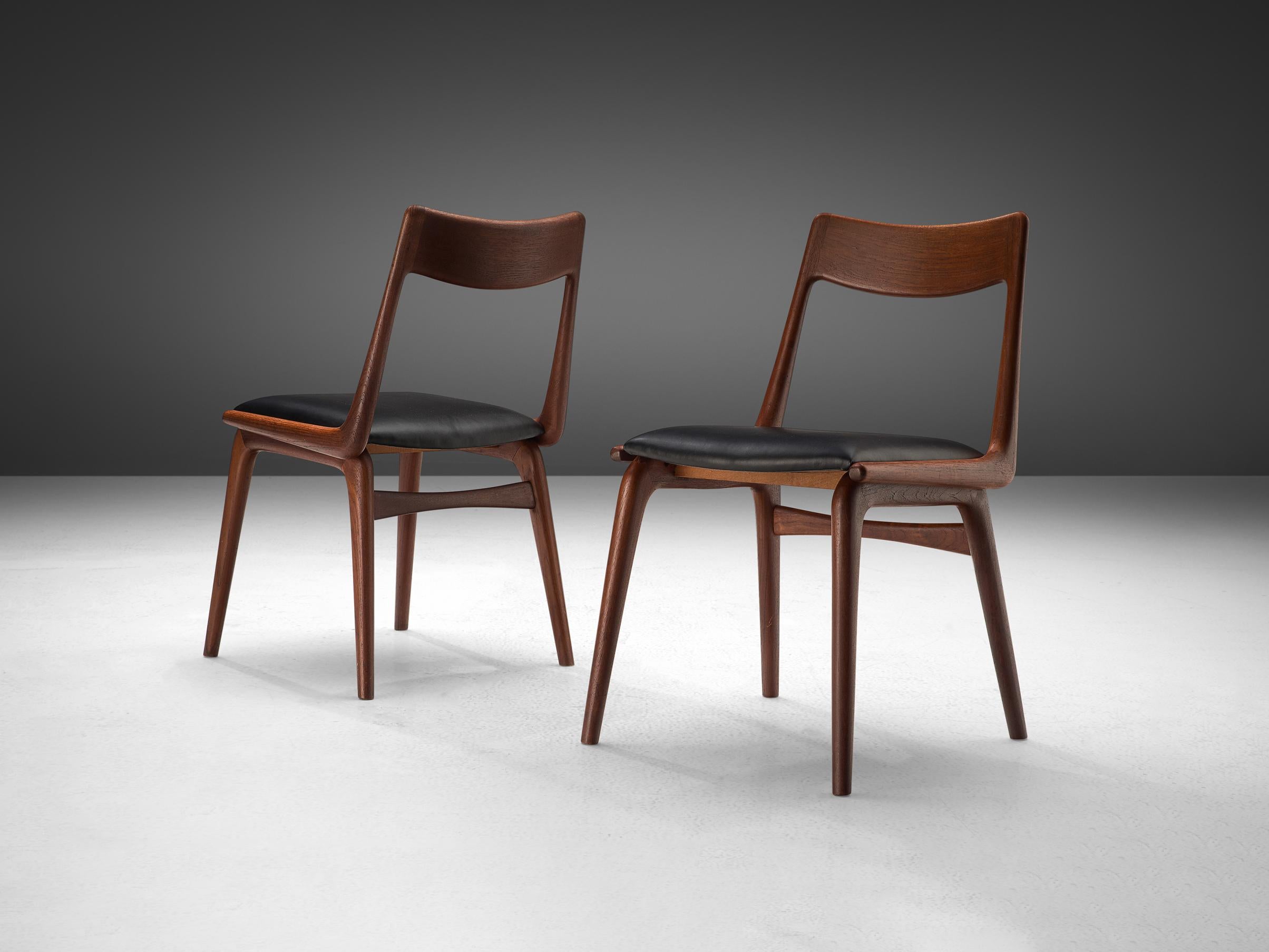 Satz von sechs „Boomerang“-Stühlen aus Teakholz von Alfred Christensen (Skandinavische Moderne) im Angebot