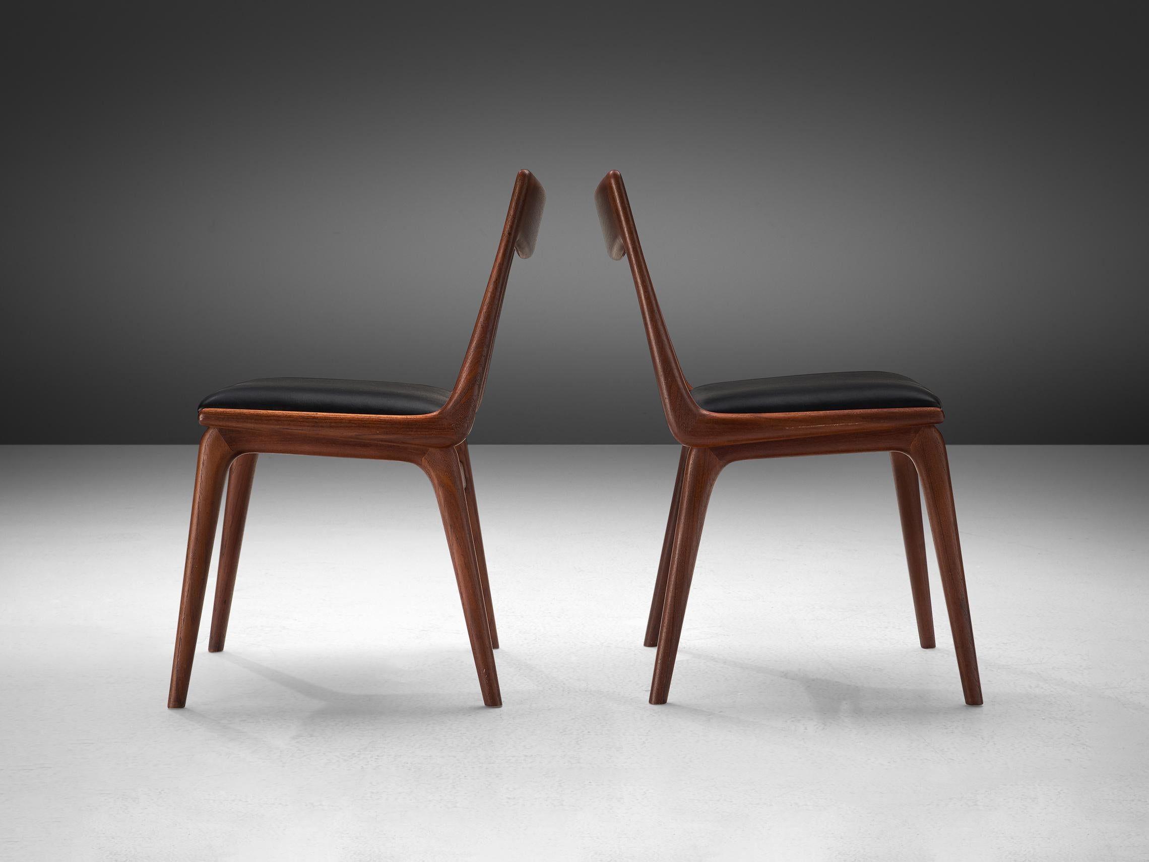 Alfred Christensen Set of Six 'Boomerang' Chairs in Teak For Sale 1