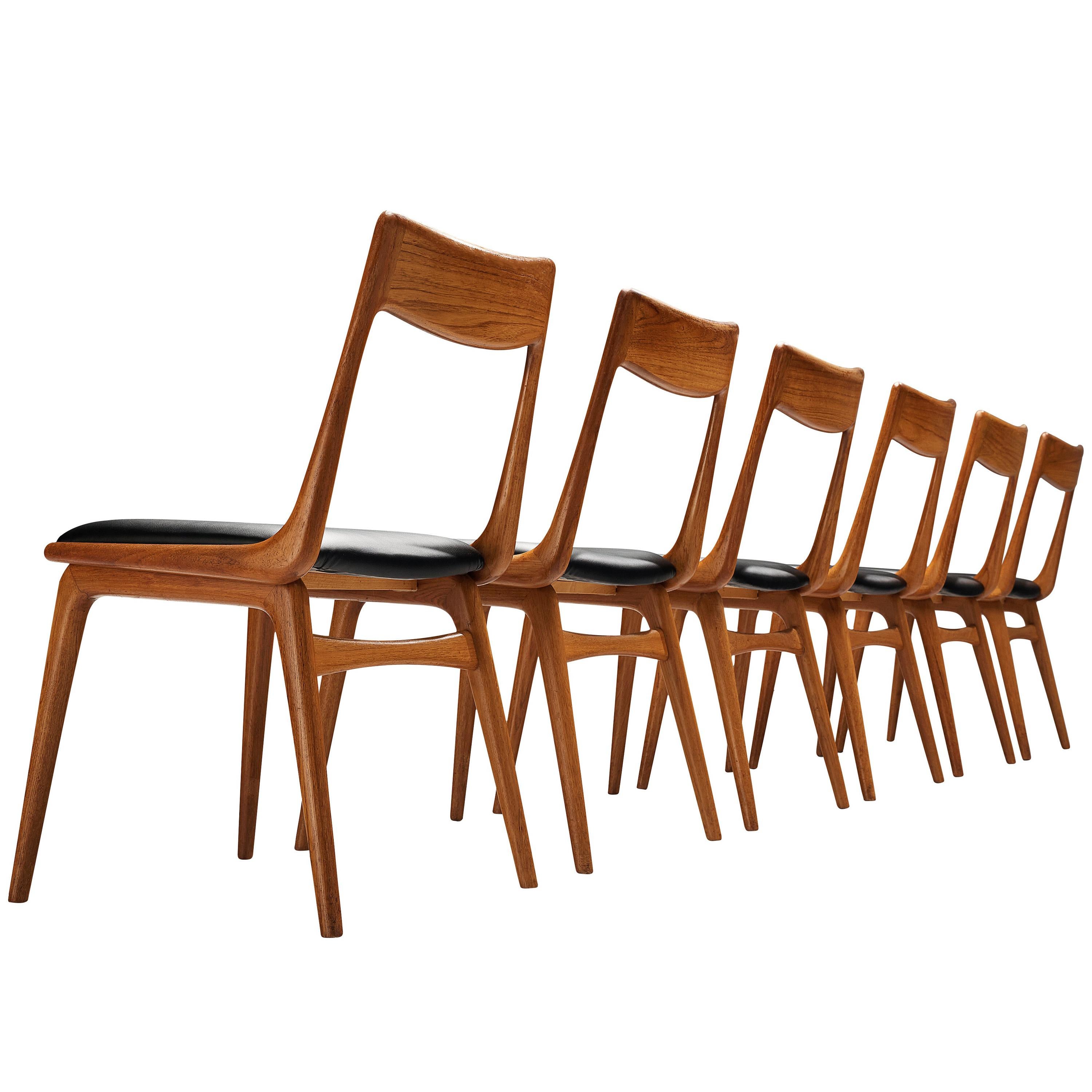 Alfred Christensen Set of Six 'Boomerang' Dining Chairs in Teak