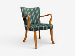 Alfred Christensen Style, Armchair, Bentwood, Fabric, Sweden, 1960s
