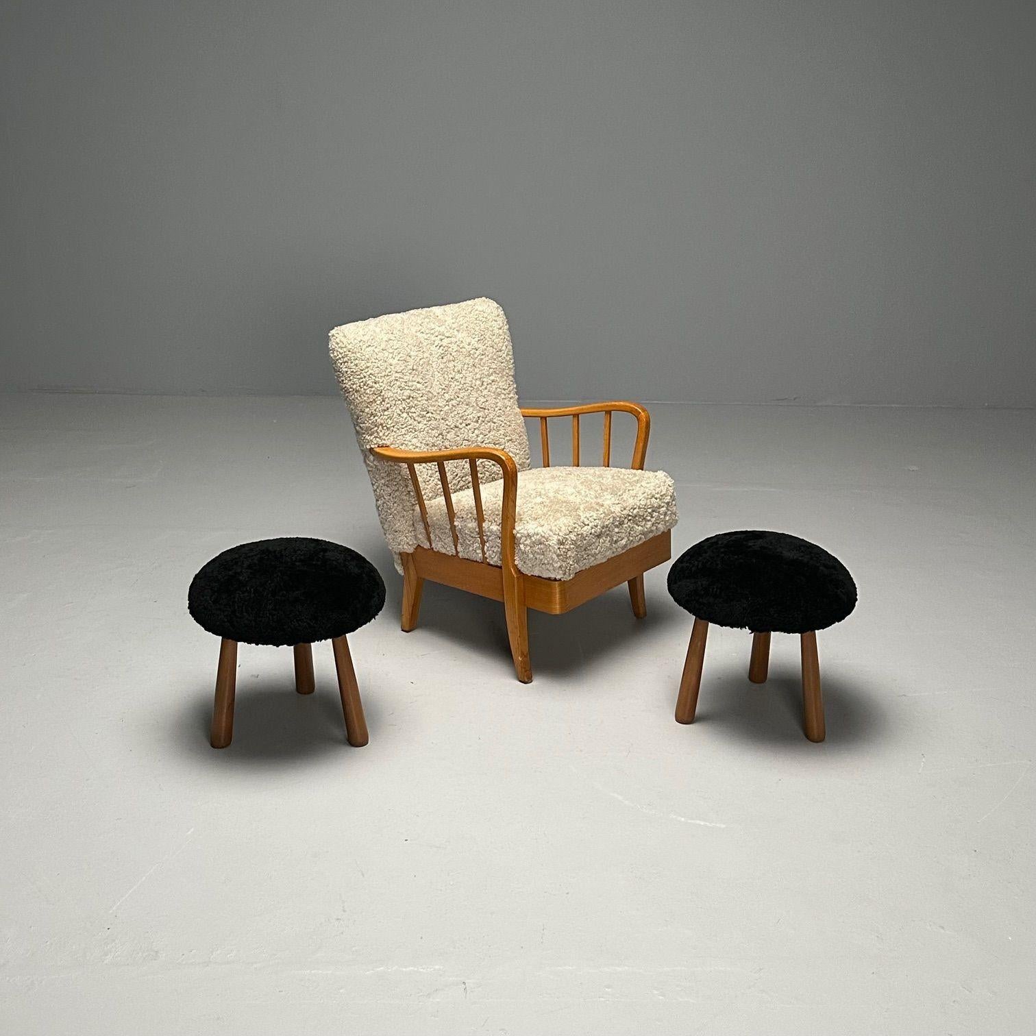 Dänischer Sessel im Stil von Alfred Christensen, Mid-Century Modern, Shearling, Ulme, Mid-Century Modern im Angebot 5